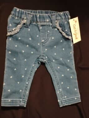 Cat & Jack Light Blue Heart Print Baby Jeggings
